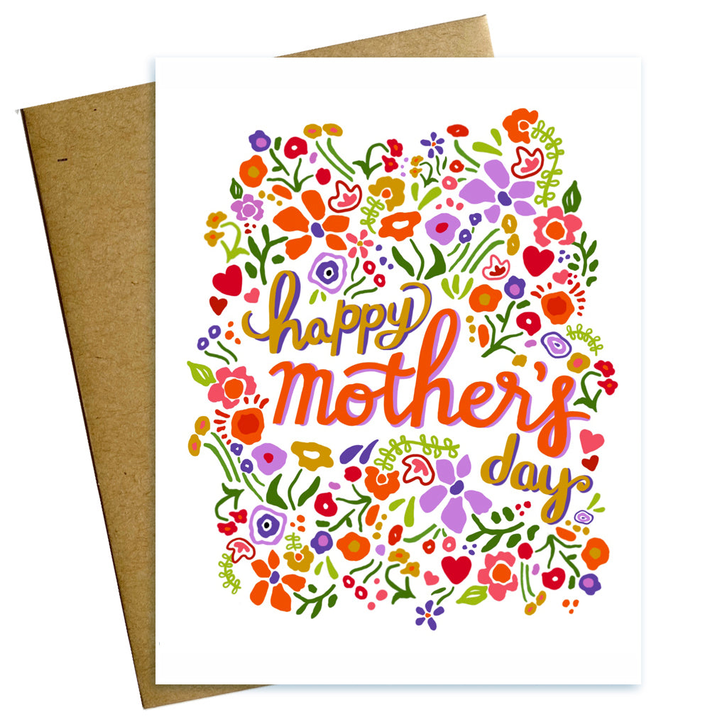 happy mothers day, mothers day card, mom card, mother card, floral, flowers, colorful flowers