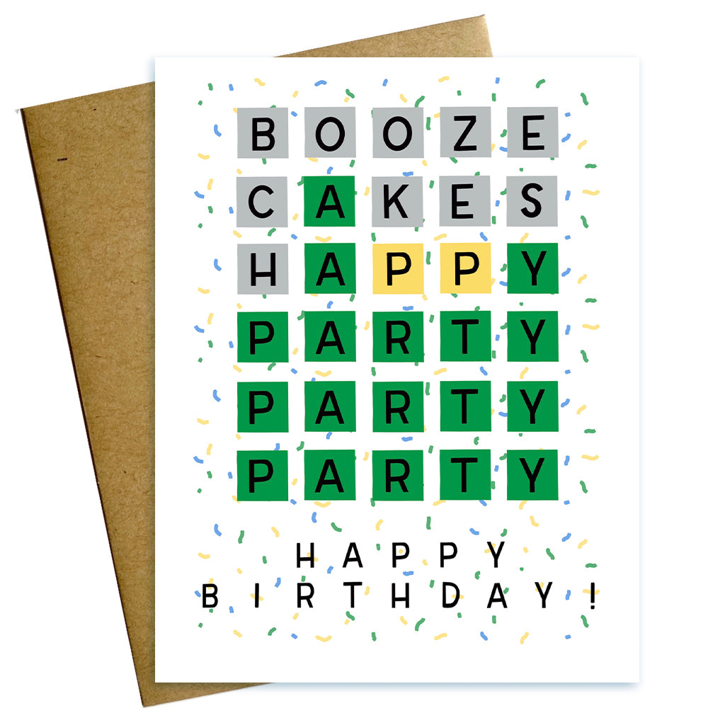 booze cakes party wordle birthday card