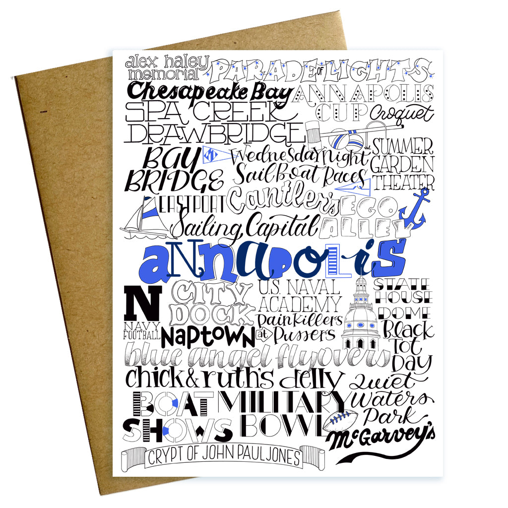 Annapolis Maryland Typography Greeting Card