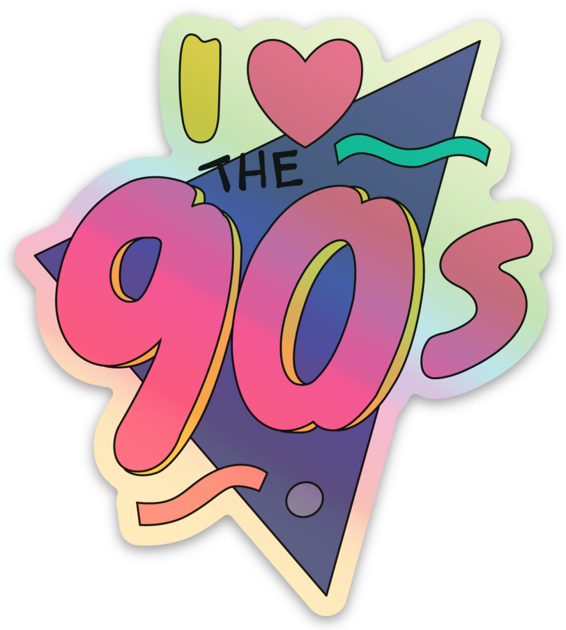 I Heart the 90's holographic sticker