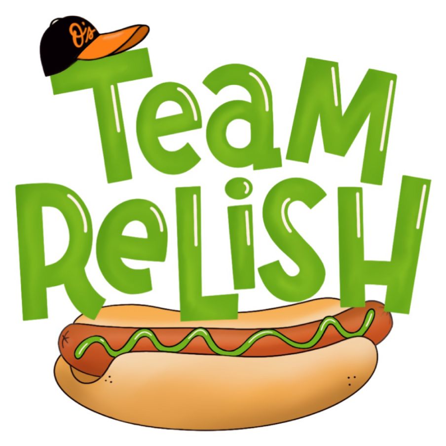 Team Relish tattoo with hat and hot dog for Baltimore Orioles