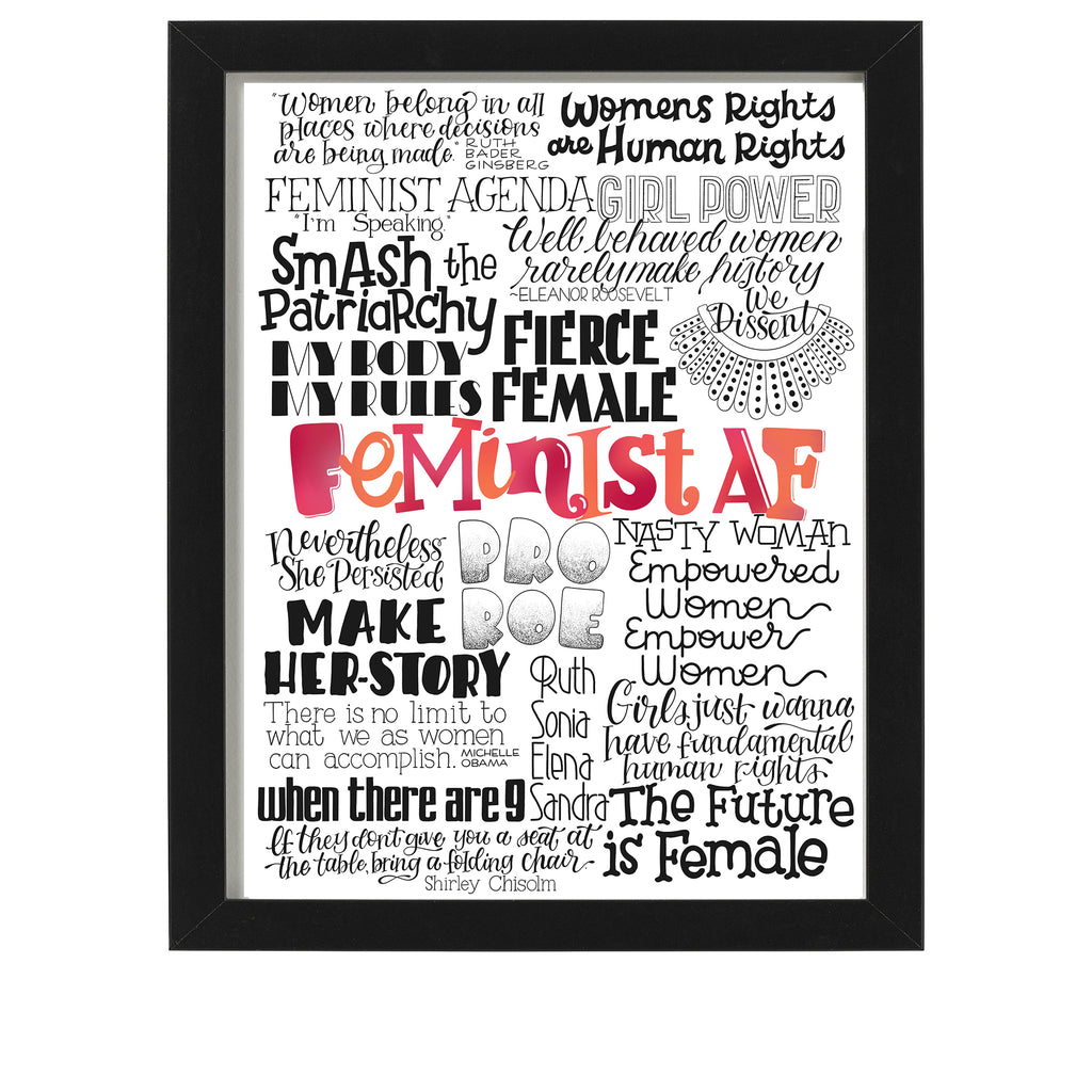 Feminist AF Hand-lettered Typography Art Print