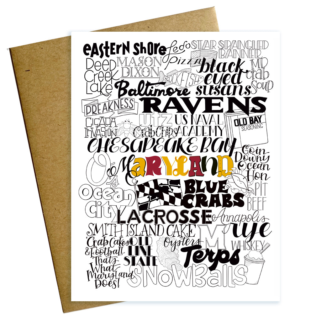 maryland typography collage greeting card