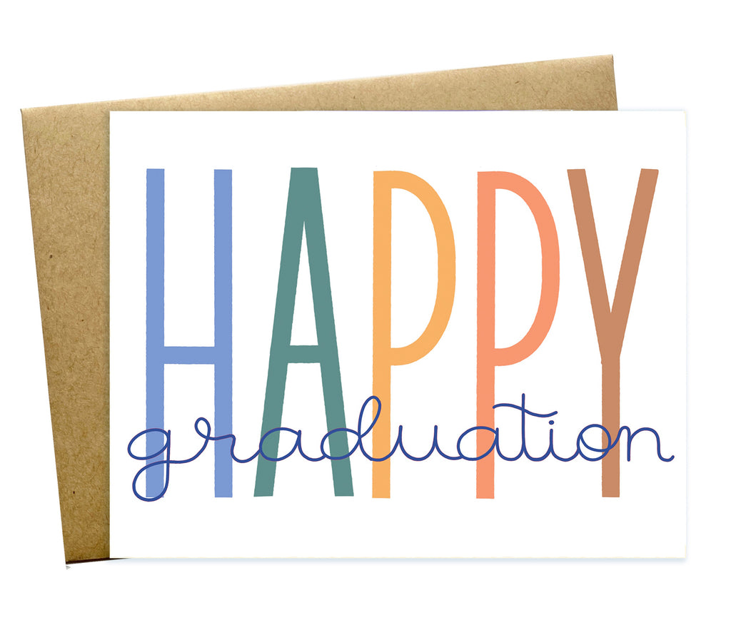 colorful happy graduation card