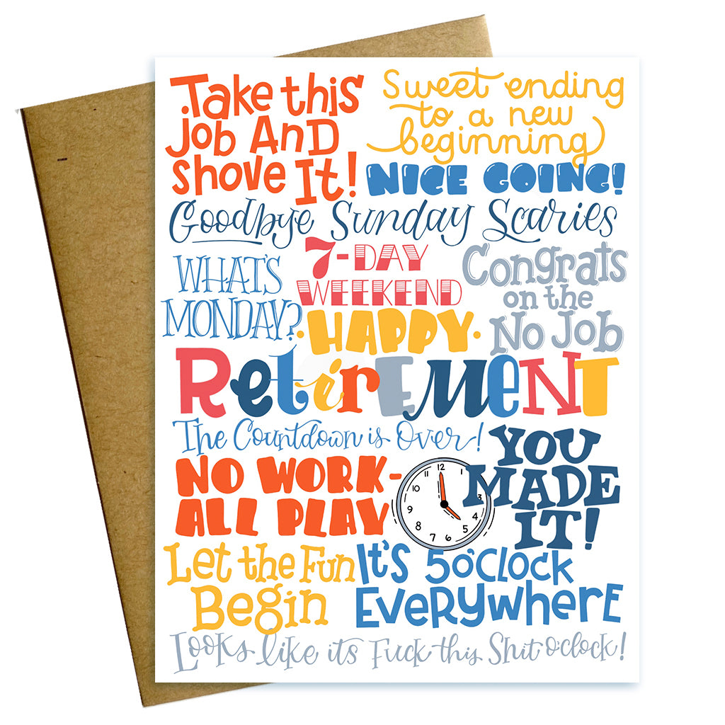 Happy Retirement Card with fun retirement phrases